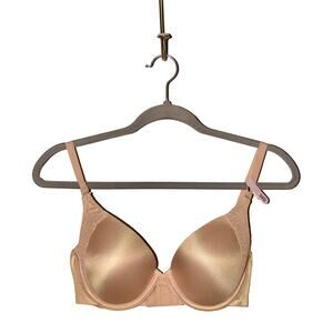 MAIDENFORM NEW $44 Natural Boost Demi T-Shirt‎ Underwire Bra Beige 34D